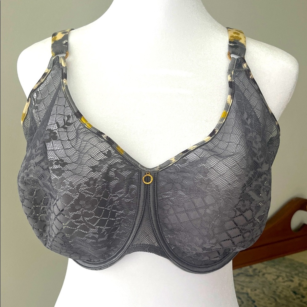 Empriente Gray Lace Bra with Yellow Accents 38F